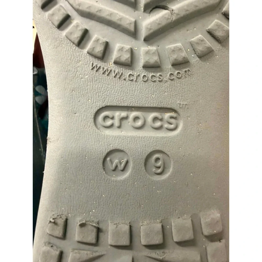 Crocs Kadee II Floral Flip Flops Grey Tropical Flower Sandals Womens 9